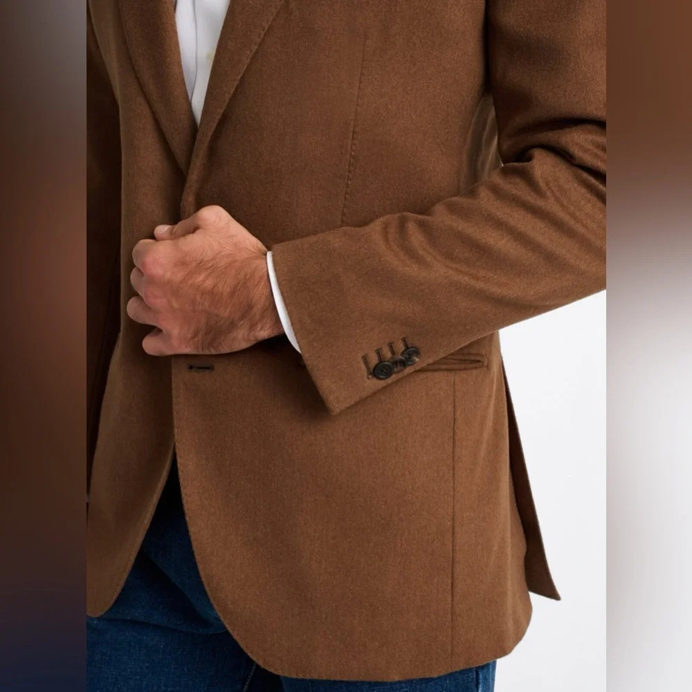 Ralph Lauren Wool Silk Cashmere Blend Blazer Jacket Coat Camel 42R